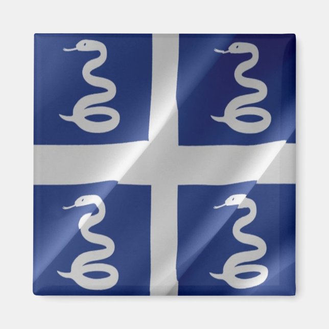 zMQ002 MARTINIQUE, Wave Flagga, America, Fridge Magnet (Framsidan)