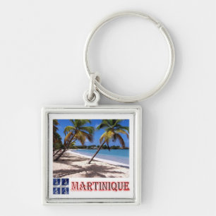 zMQ005 MARTINIQUE, LES SALINES Beach Fyrkantig Silverfärgad Nyckelring