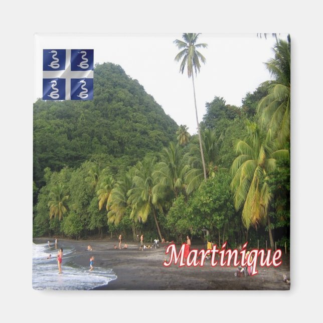 zMQ009 MARTINIQUE, Anse Céron, Black Sand Beach Magnet (Framsidan)