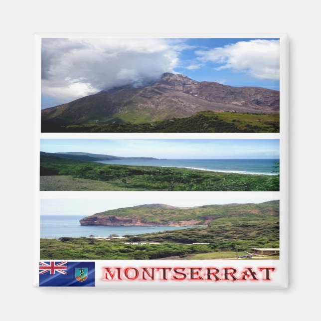 zMS003 MONTSERRAT, Mosaic, Amerika, Fridge Magnet (Framsidan)
