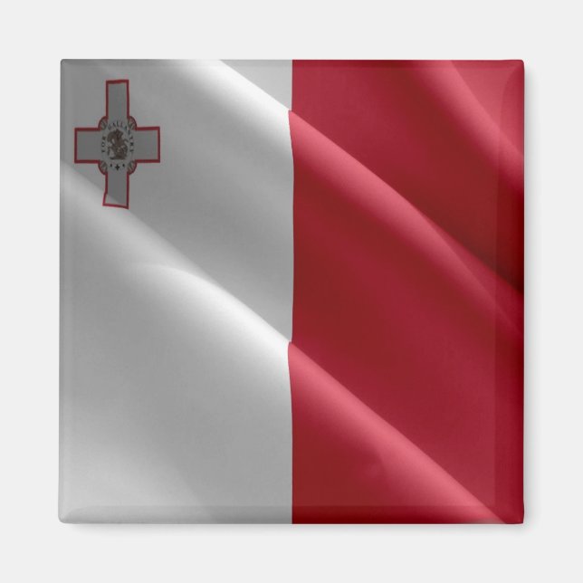 zMT002 MALTESE som viker FLAGGA Malta, Fridge Magnet (Framsidan)