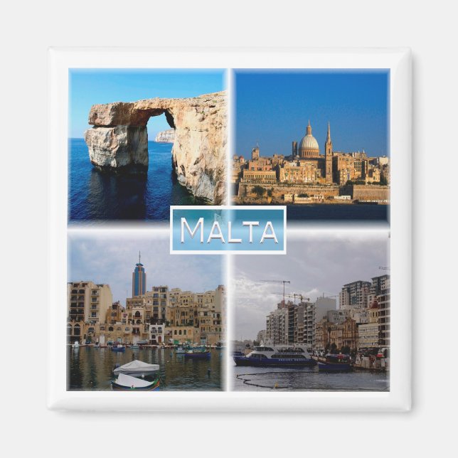 zMT004 LA VALLETTA SKYLINE, Malta, Fridge Magnet (Framsidan)