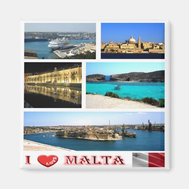 zMT007 MALTA "I Love", Fridge Magnet (Framsidan)