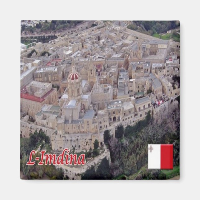 zMT009 MDINA SkyLine, Malta, Fridge Magnet (Framsidan)