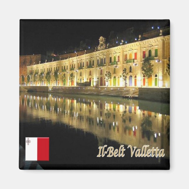 zMT011 IL-BÄLTE vattenfront VALLETTA, Malta, Fridg Magnet (Framsidan)