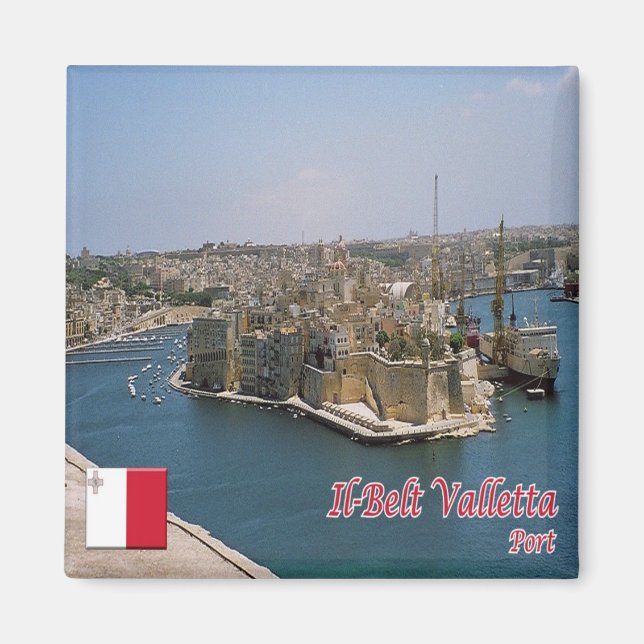 zMT013 IL BÄLTE VALLETTA hamn, Malta, Fridge Magnet (Framsidan)