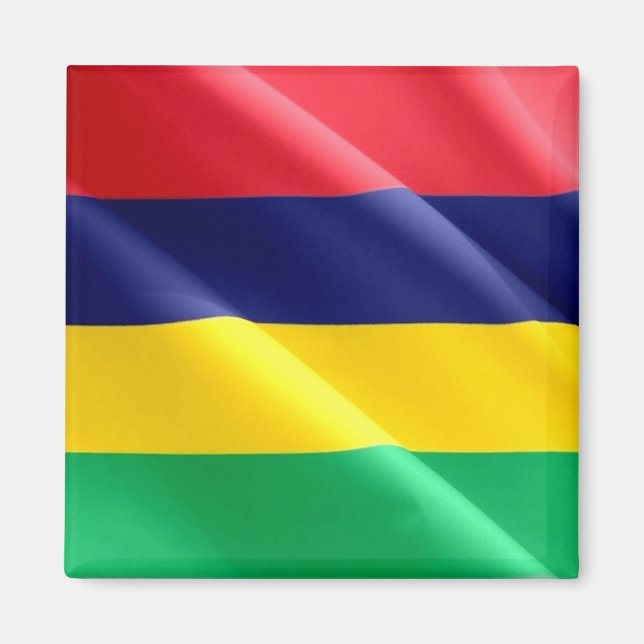 zMU002 MAURITIUS, Wave-Flagga, Afrika, Fridge Magnet (Framsidan)