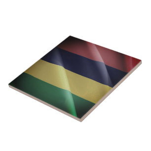 zMU002 MAURITIUS, Wave Flagga, Afrika Kakelplatta
