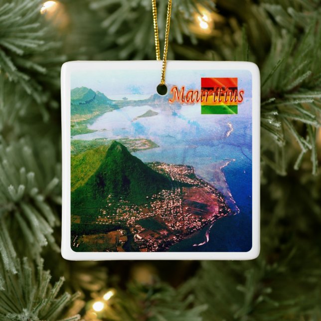 zMU007 MAURITIUS, flygvy, Afrika, Julgransprydnad Keramik (Träd)