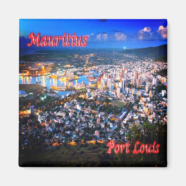 zMU013 PORT LOUIS, Panorama, Mauritius, Fridge Magnet (Framsidan)