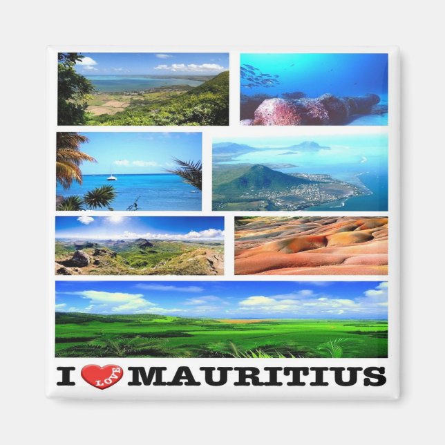 zMU021 MAURITIUS I Kärlek, Mosaic, Afrika, Fridge Magnet (Framsidan)