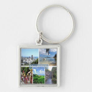 zMU022 PORT LOUIS, Mosaic, Afrika Fyrkantig Silverfärgad Nyckelring