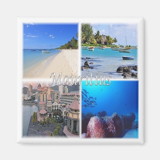 zMU023 MAURITIUS, Mosaic, Afrika, Fridge Magnet (Framsidan)
