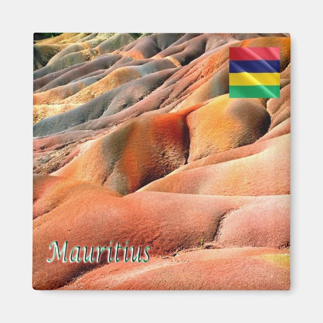 zMU027 MAURITIUS, Chamarel, Färgad Earths, Fridge Magnet (Framsidan)