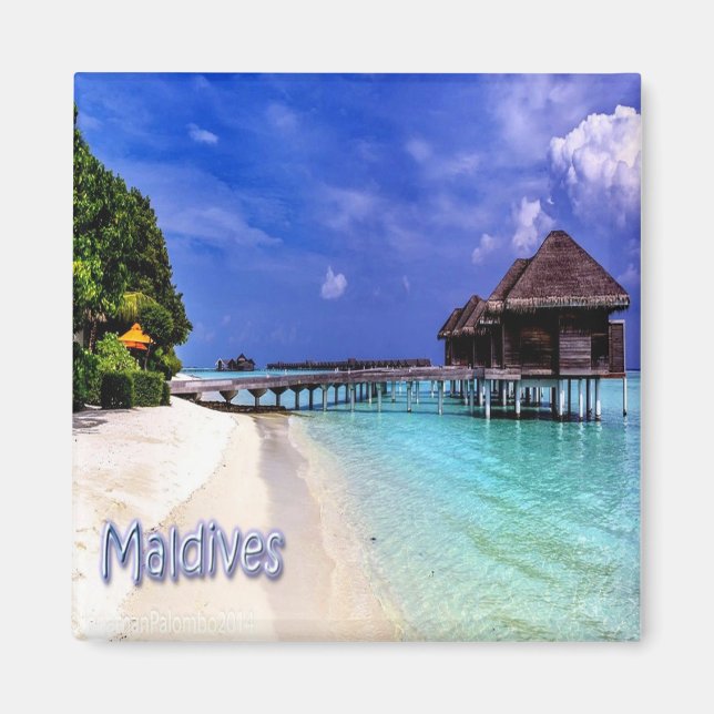 zMV004 öarna MALDIVES-stranden, Asien, Fridge Magnet (Framsidan)