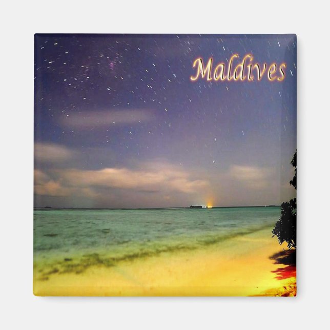 zMV012 MOONLIT-stranden, Maldiverna, Asien, Fridge Magnet (Framsidan)