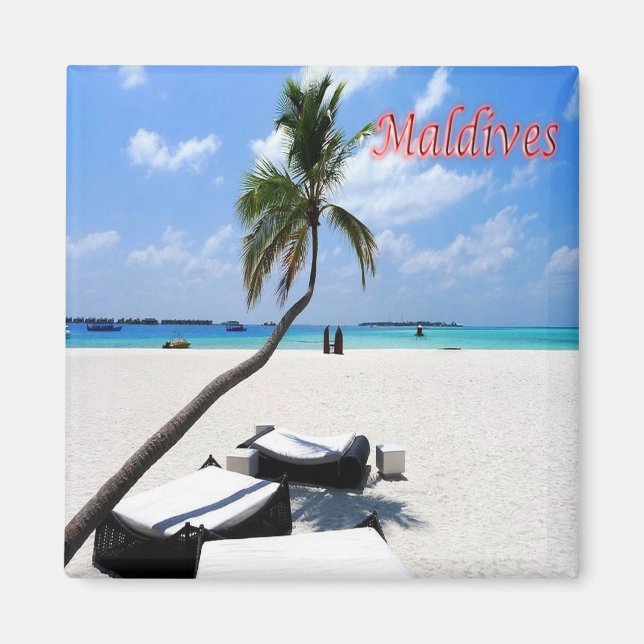 zMV013 MAIN-strand, Maldives, Asien, Fridge Magnet (Framsidan)
