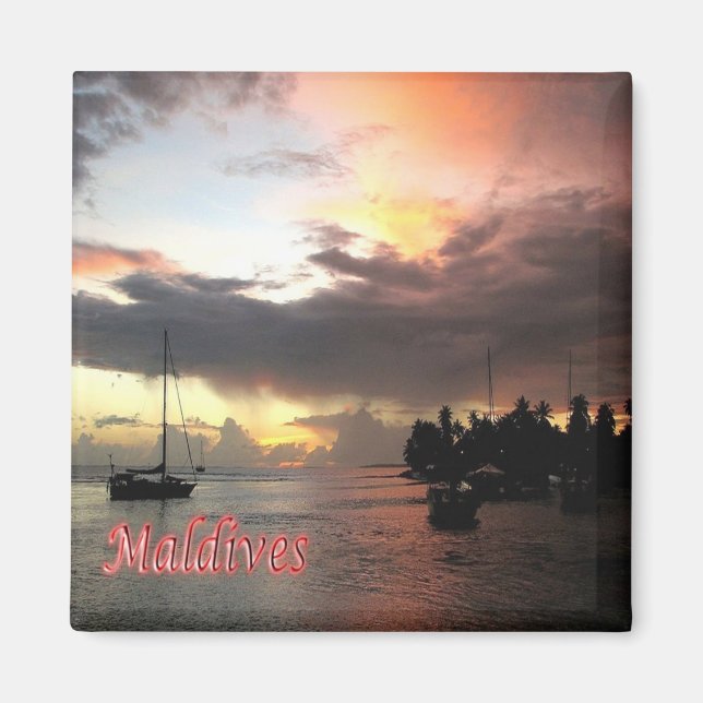 zMV015 GAN-hamn, Maldiverna, Asien, Fridge Magnet (Framsidan)