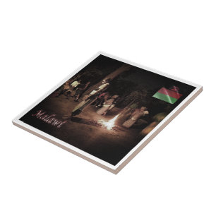 zMW003 MALAWI, Folkloristic Dance, Afrika, Kakelplatta