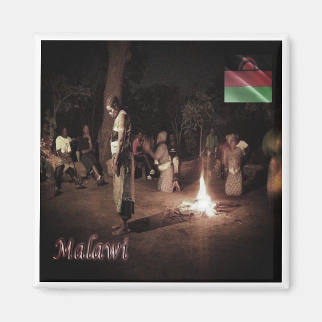 zMW003 MALAWI, Folkloristisk Dance, Afrika, Fridge Magnet (Framsidan)
