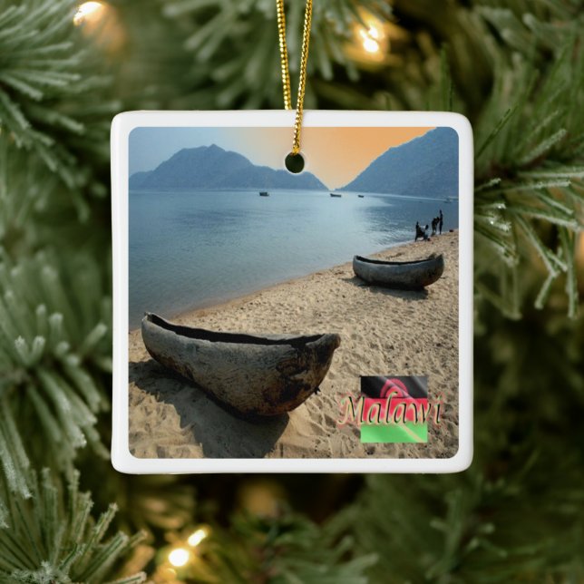 zMW005 MALAWI, Malawisjön, Afrika, Julgransprydnad Keramik (Träd)