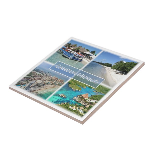 zMX003 CANCUN, Mosaic, Mexiko, Amerika. Kakelplatta (Sidan)