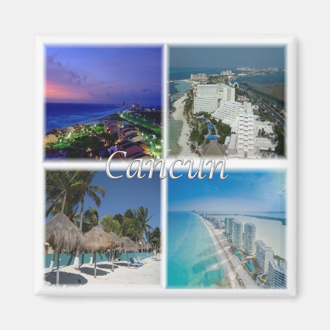 zMX005 CANCUN, Mosaic, Mexiko, Amerika, Fridge Magnet (Framsidan)