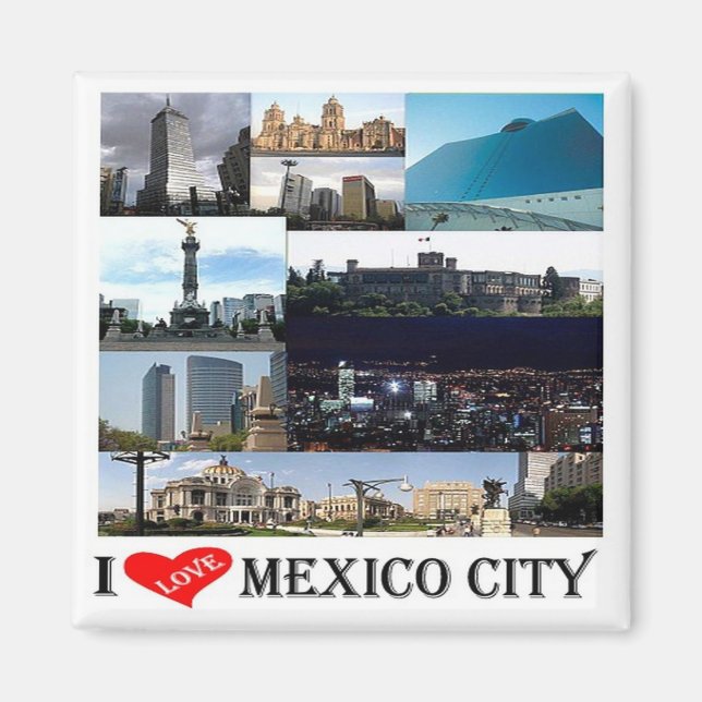 zMX008 mosaik of MEXICO CITY I Kärlek, Fridge Magnet (Framsidan)