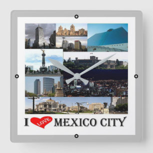 zMX008 mosaik of MEXICO CITY I Kärlek, Fyrkantig Klocka