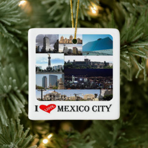 zMX008 mosaik of MEXICO CITY I Kärlek, Julgransprydnad Keramik