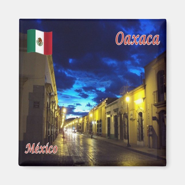 zMX013 MEXICO, Oaxaca, Panorama by night, Fridge Magnet (Framsidan)
