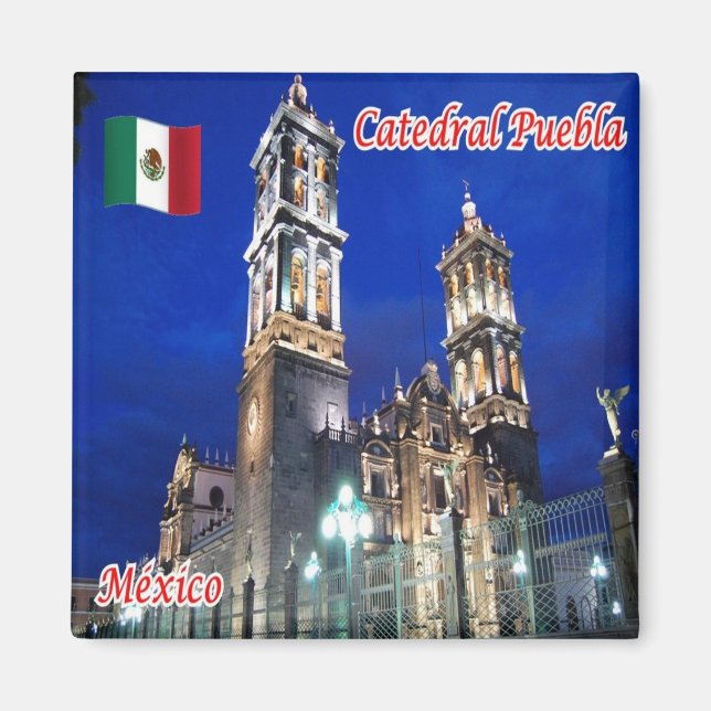 zMX014 MEXICO, Puebla Cathedral, Amerika, Fridge Magnet (Framsidan)