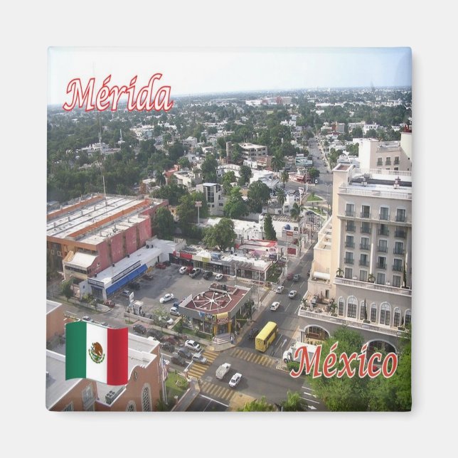 zMX016 MERIDA, Aerial View, Mexiko, Yucatán,Fridge Magnet (Framsidan)