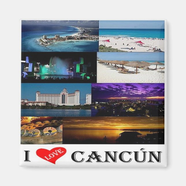 zMX020 CANCUN I Kärlek, Mosaic, Amerika, Fridge Magnet (Framsidan)