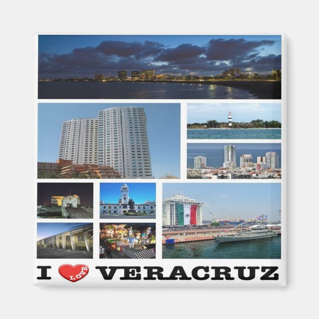zMX021 VERACRUZ I Kärlek, Mosaic, Mexiko, Fridge Magnet (Framsidan)