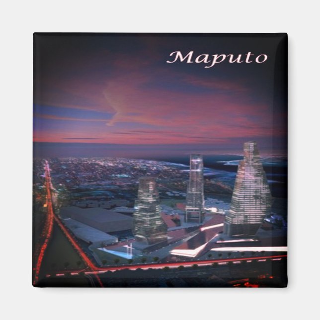 zMZ003 MAPUTO efter natt, Moçambique, Afrika, Frid Magnet (Framsidan)