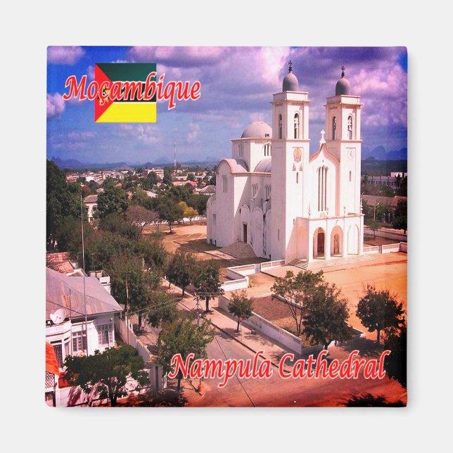 zMZ010 MOZAMBIQUE, Nampula Cathedral, Fridge Magnet (Framsidan)