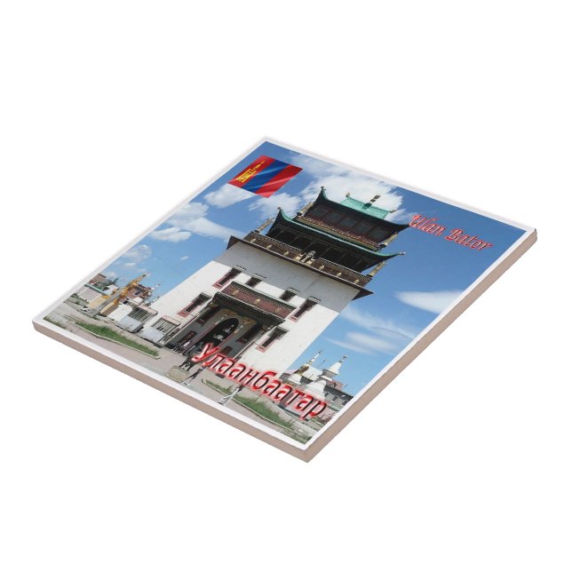 ZN009 GANDAN MONASTERY, Mongoliet, Asien, Kakelplatta (Sidan)