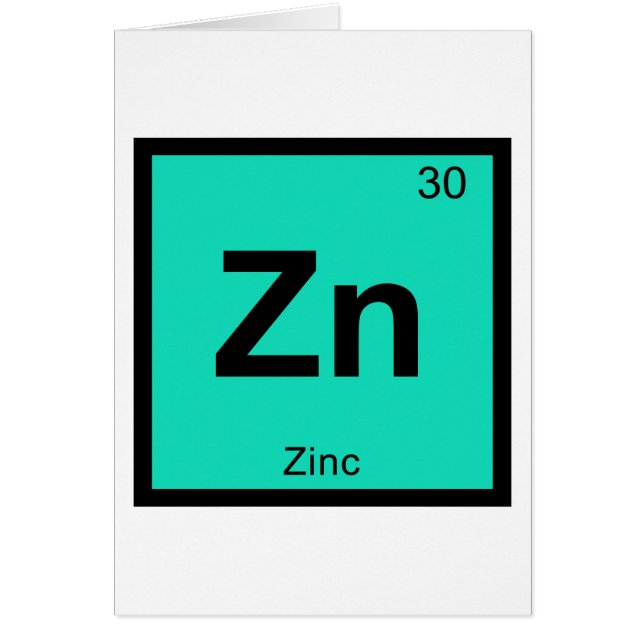 Zn - Zink Kemi Periodiska Systemet Symbol Element Hälsningskort (Framsidan)