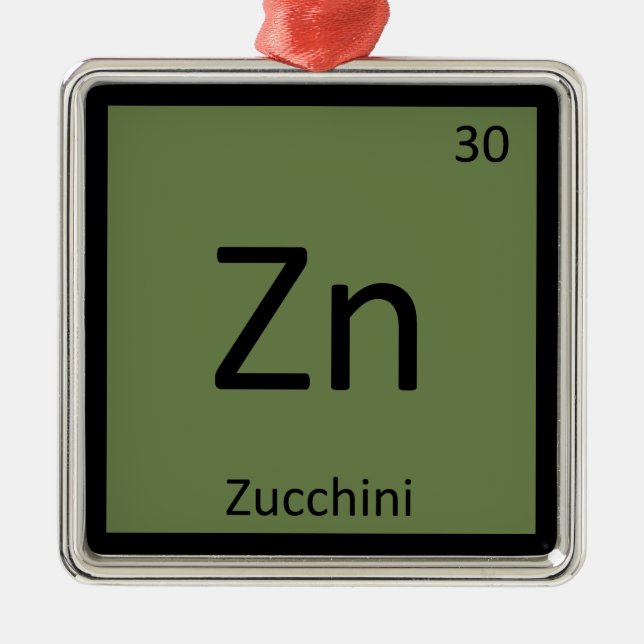 Zn - Zucchini Grönsakskemi Periodiska Systemet Julgransprydnad Metall (Framsidan)