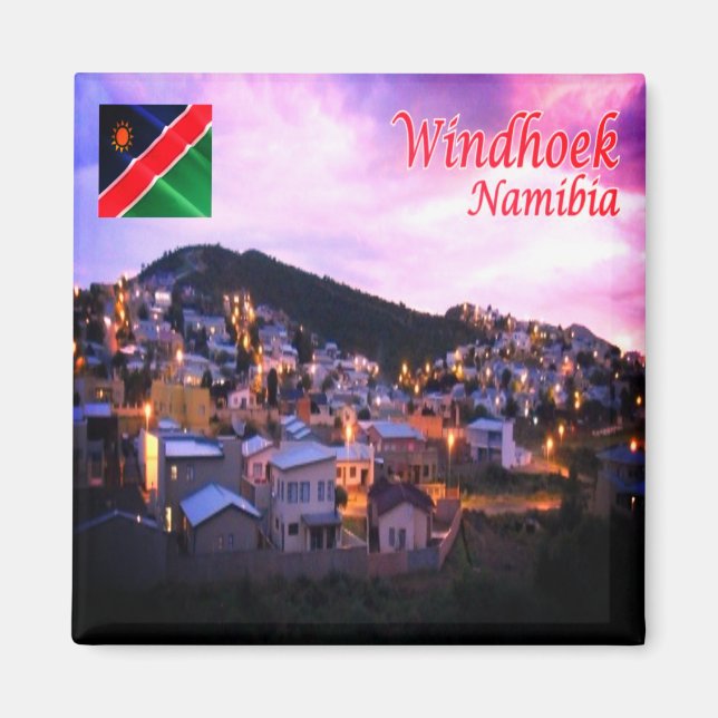 zNA006 WINDHOEK by Night, Namibia, Afrika, Fridge Magnet (Framsidan)