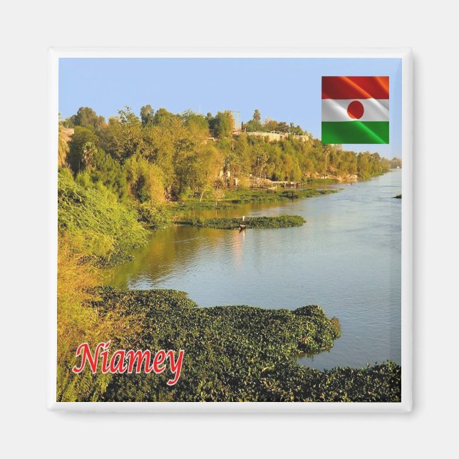 zNE004 NIAMEY Panorama, NIGER, Afrika, Fridge Magnet (Framsidan)