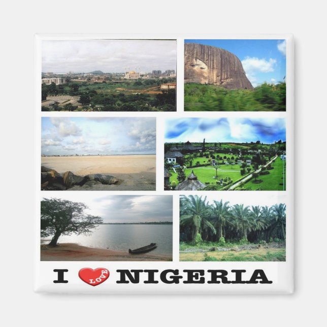 zNG011 NIGERIA I Kärlek, Mosaic, Afrika, Fridge Magnet (Framsidan)