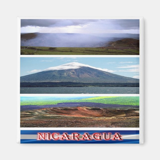zNI006 NICARAGUA, Mosaic, Volcano, Amerika, Fridge Magnet (Framsidan)