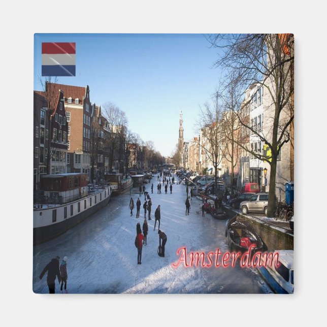 zNL007 AMSTERDAM panorama, Nederländerna, Fridge Magnet (Framsidan)