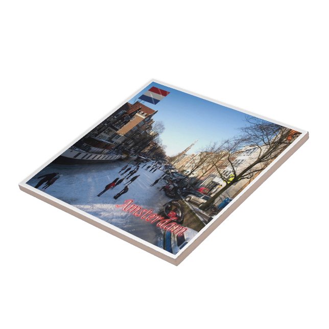 zNL007 AMSTERDAM panorama, Nederländerna Kakelplatta (Sidan)