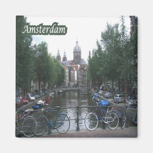 zNL008 AMSTERDAM-cyklar på kanalbron, Magnet