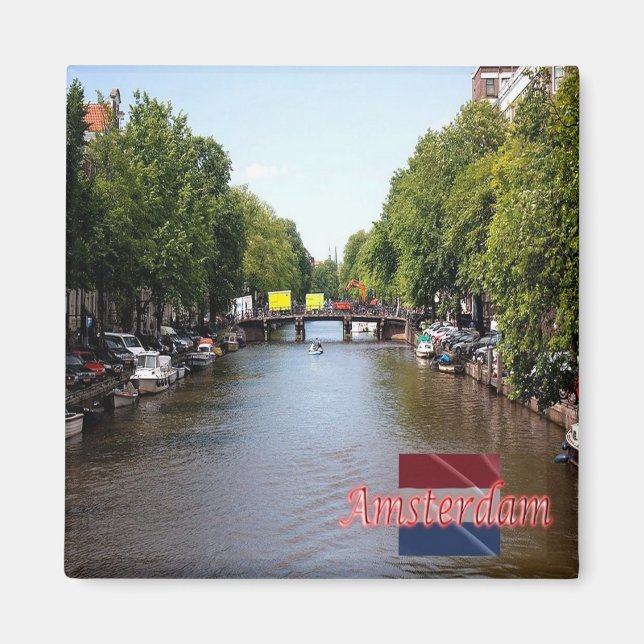 zNL009 AMSTERDAM panorama, Nederländerna, Fridge Magnet (Framsidan)