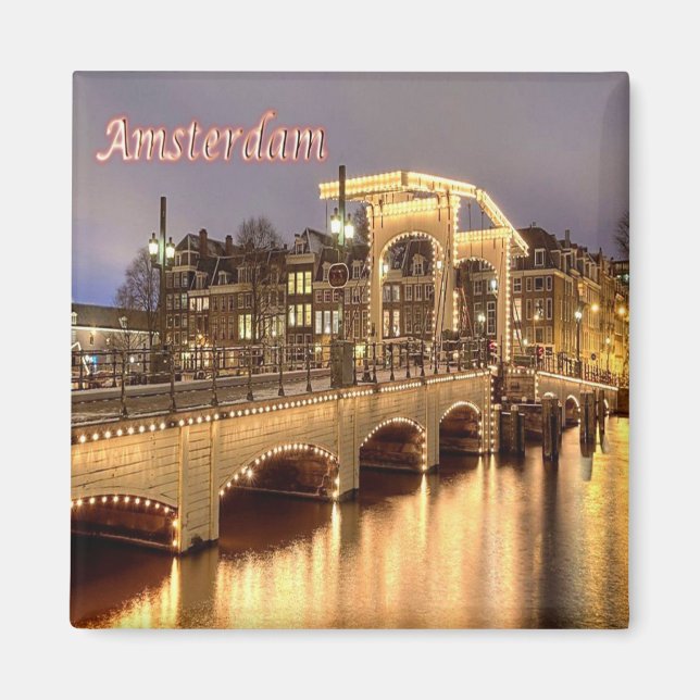 zNL011 AMSTERDAM panorama, Europa, Frankrike Magnet (Framsidan)