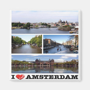 zNL014 AMSTERDAM "I Kärlek", kollage, Fridge Magnet
